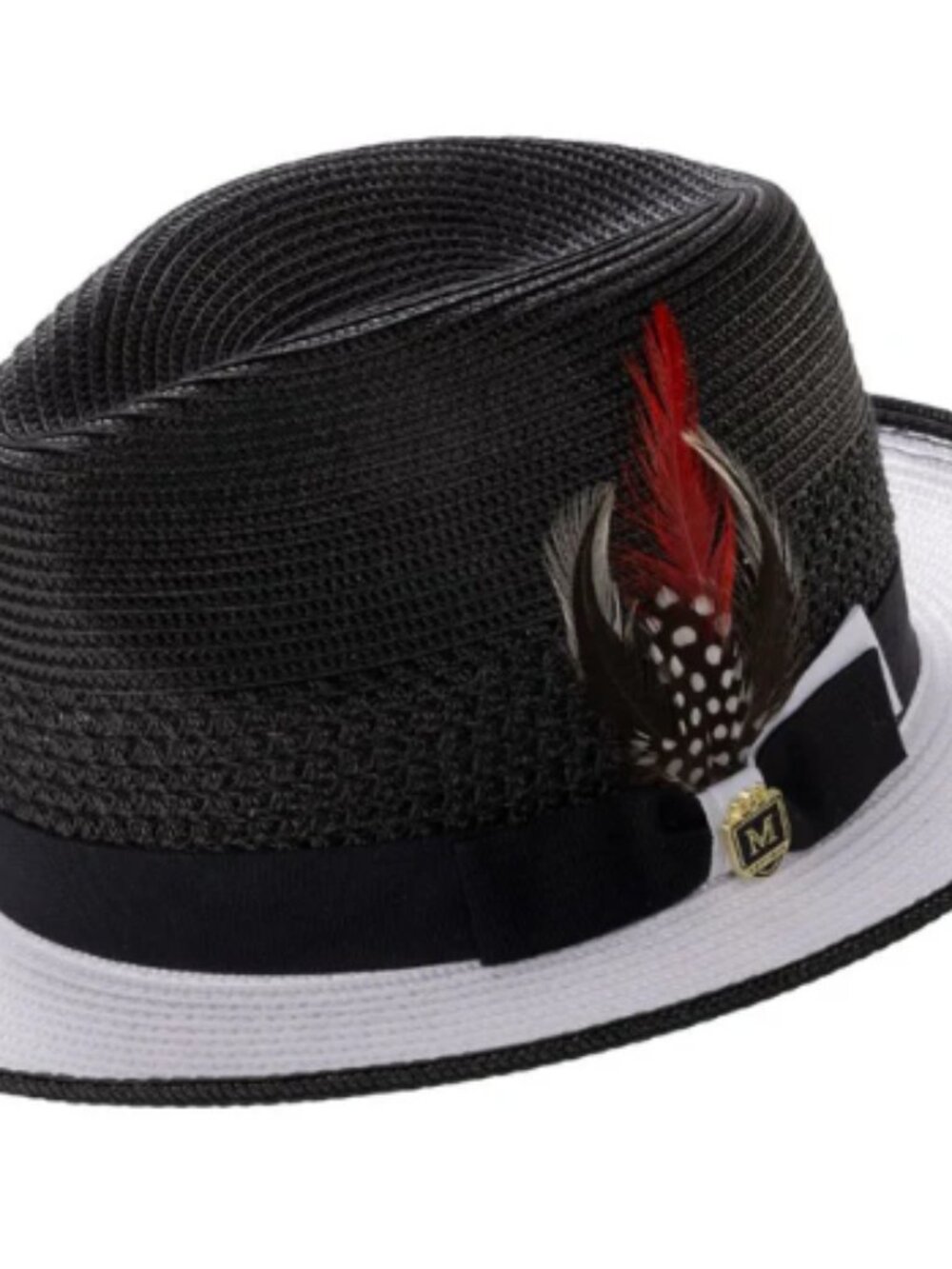 Black and White Two-Tone Ventilated Fedora Hat by Montique. H-94